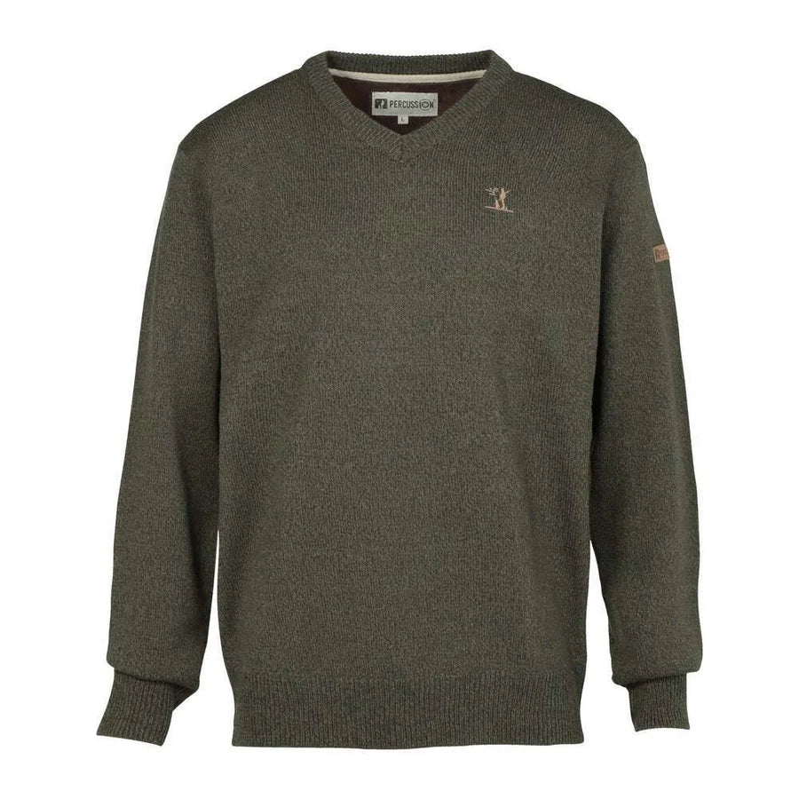 Percussion V-Neck Hunting Sweater - Khaki