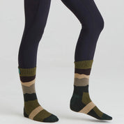 Ridgeline Merino Wool Field Socks Mid Length - Olive Stripes
