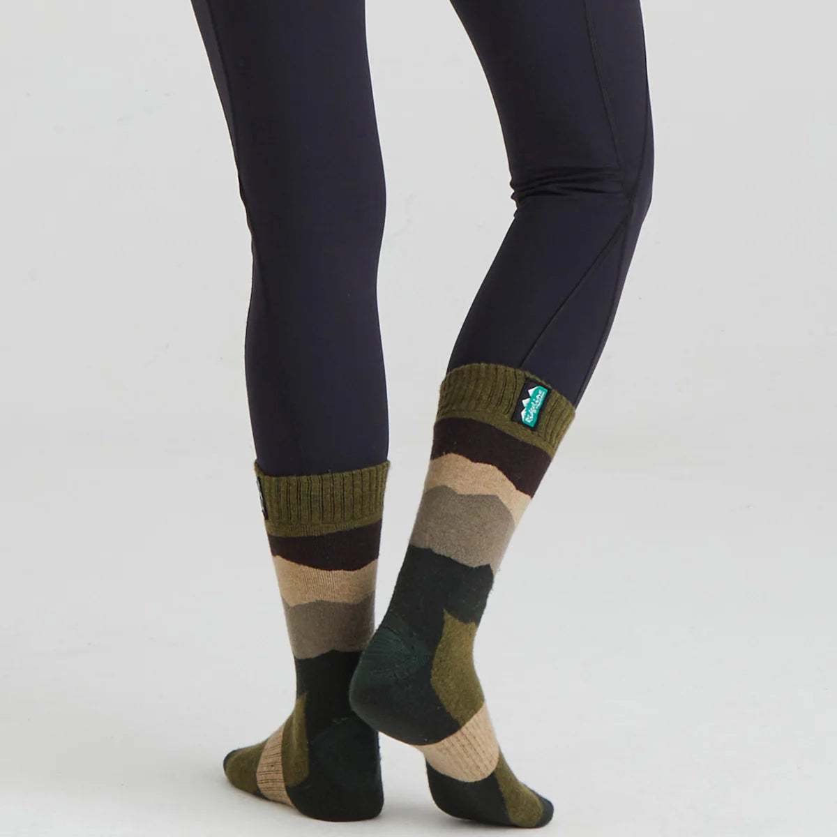 Ridgeline Merino Wool Field Socks Mid Length - Olive Stripes