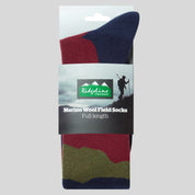 Ridgeline Merino Wool Field Socks Full Length - Navy Stripes