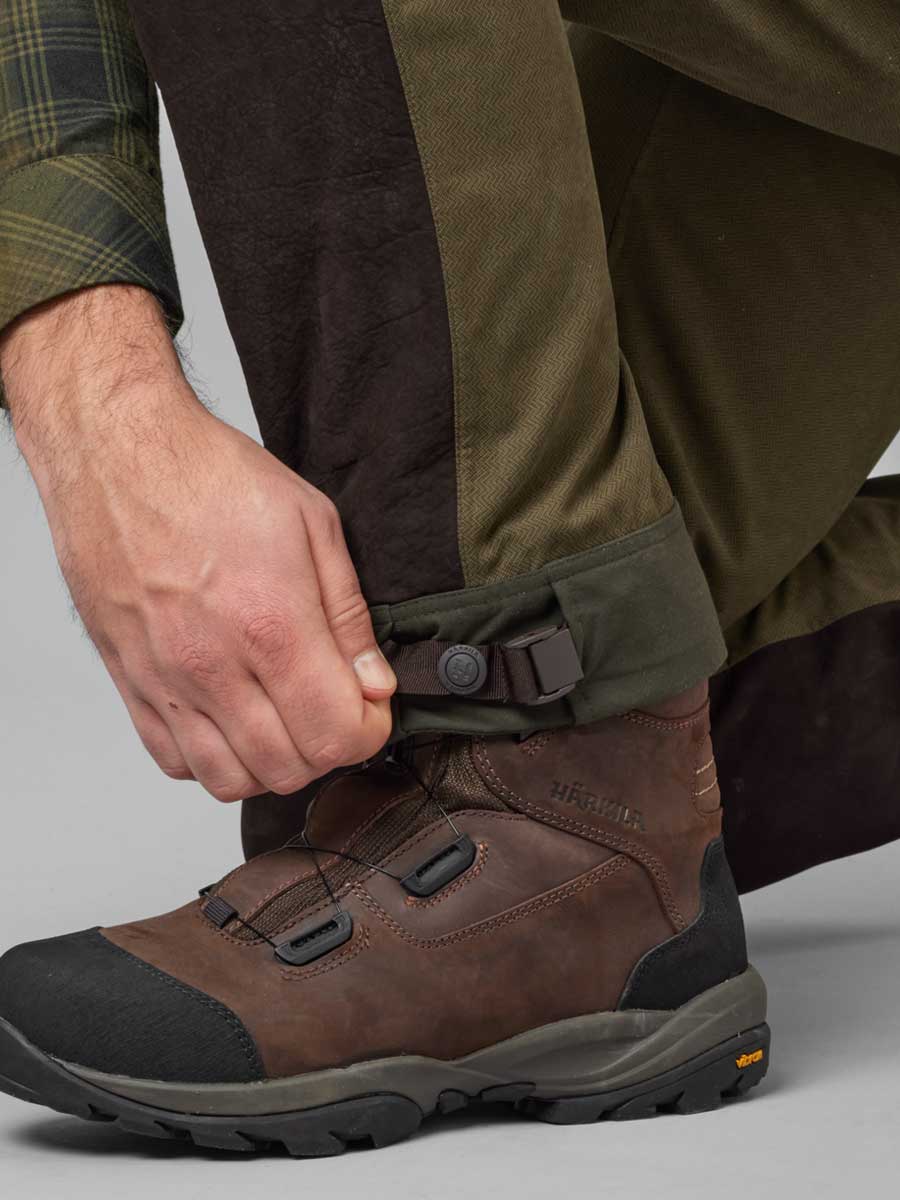 Harkila Driven Hunt HWS Leather Trousers - Willow Green & Shadow Brown