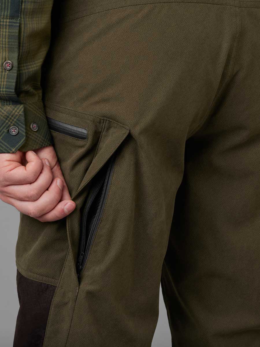 Harkila Driven Hunt HWS Leather Trousers - Willow Green & Shadow Brown