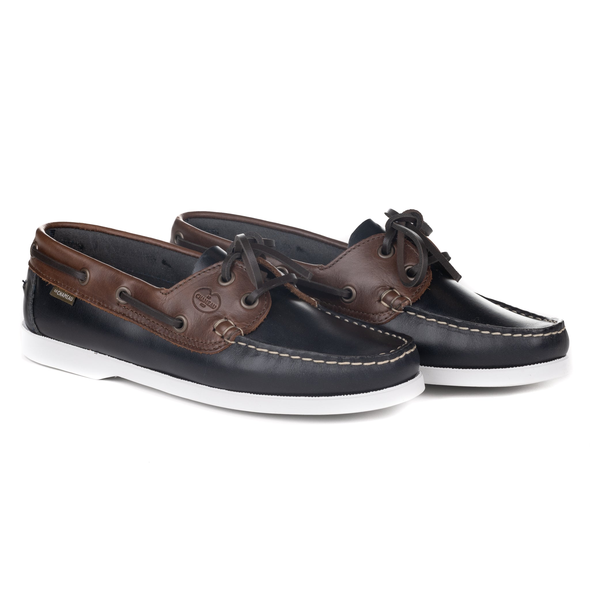 Le Chameau Galion Femme Deck Shoes - Bleu/Marron