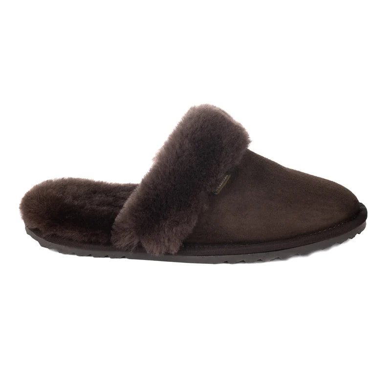 Le Chameau Ladies Mule Maison Slippers - Marron Fonce