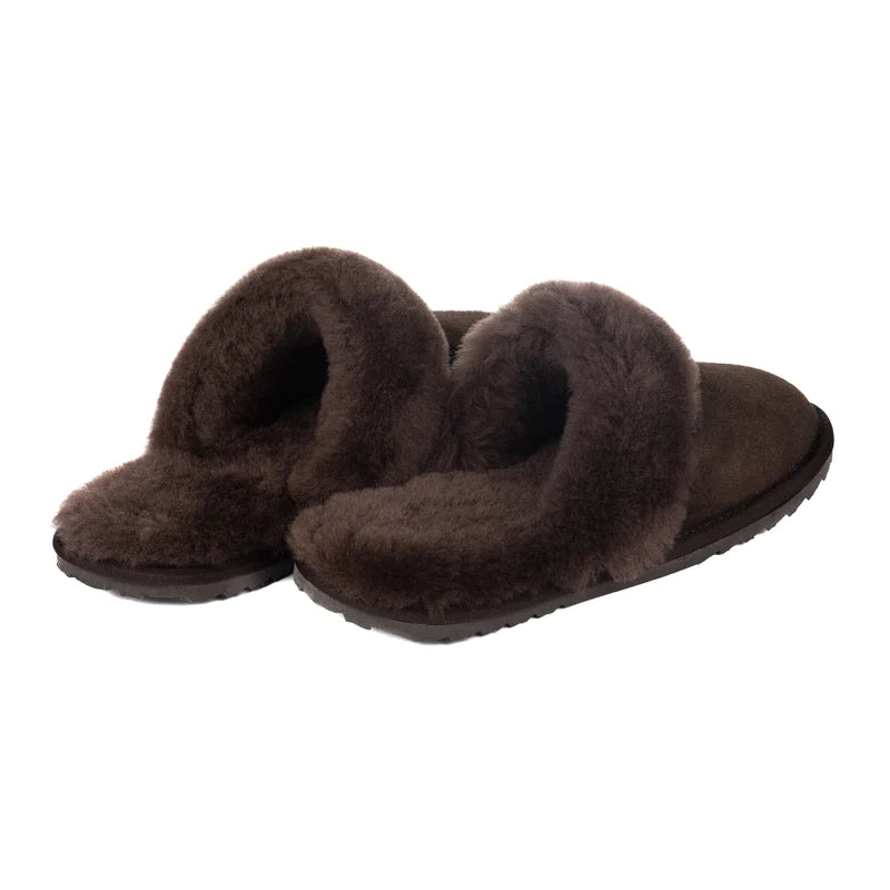 Le Chameau Ladies Mule Maison Slippers - Marron Fonce