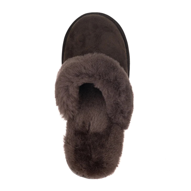 Le Chameau Ladies Mule Maison Slippers - Marron Fonce