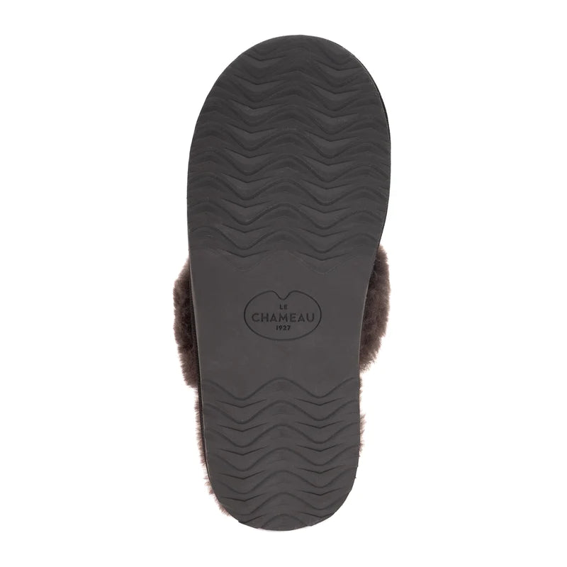 Le Chameau Ladies Mule Maison Slippers - Marron Fonce