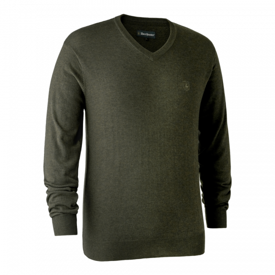 Deerhunter Kingston Knit with V-Neck - Green Melange (356)